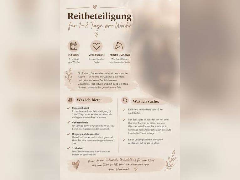 Reitbeteiligung gesucht, Reiter sucht Pferd rund um Ilshofen ✨️
