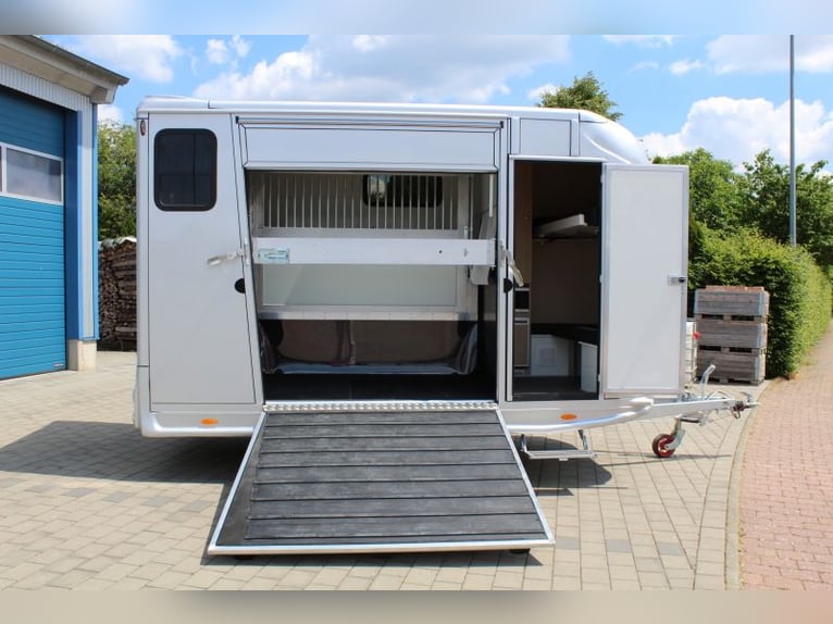 2-axige paardentrailer met kleine woonunit, 2,7 ton transportmiddel voor paarden, hengstenuitrusting