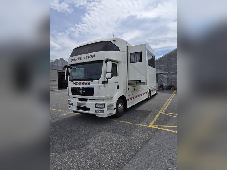 MAN TGM 15.290 4x2 LL – AK opbouw, bouwjaar 2012, Pop Out, geschikt voor 5 paarden