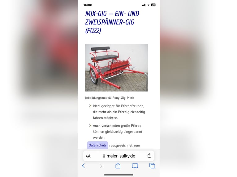 Gig Sulky Kutsche für Shetty 