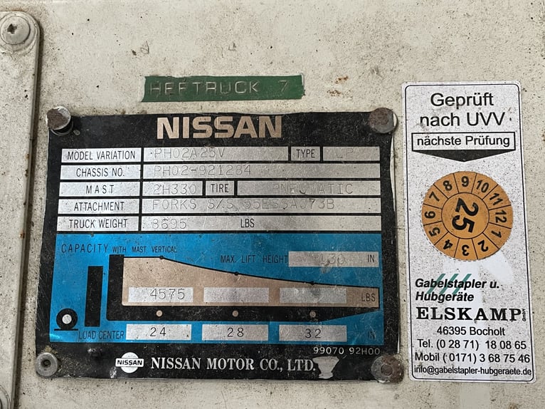 Nissan gasheftruck, 2,5 ton