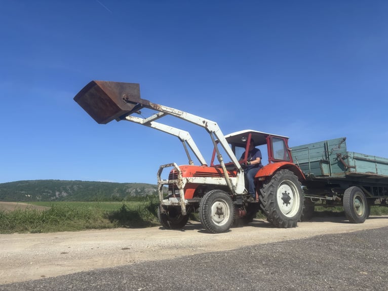 Steyr Traktor T190 mit Schaufel und Mistgabel