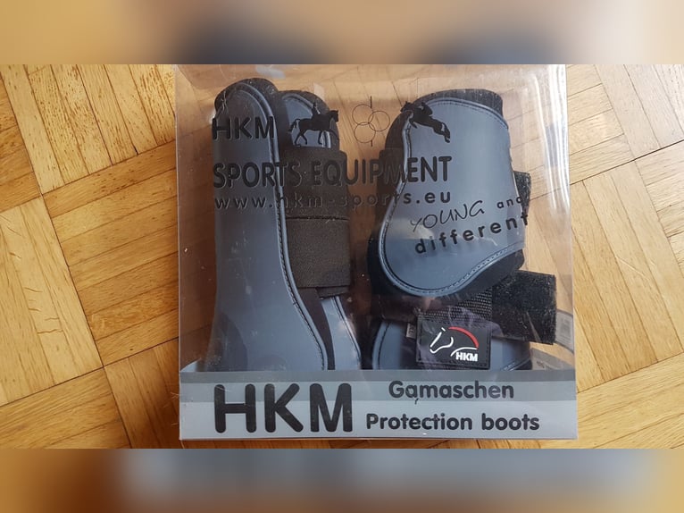 HKM Gamaschen und Streichkappen, Genua Grau/Schwarz Warmblut NEU !!!!!