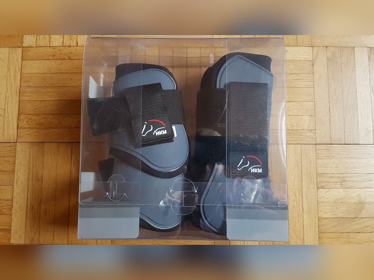 HKM Gamaschen und Streichkappen, Genua Grau/Schwarz Warmblut NEU !!!!!
