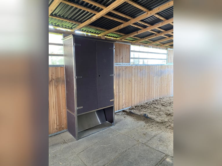 Nieuwe tijdgestuurde hooiwagen met 4 voerbakken – de voerrooster biedt ruimte voor tot 12 kg hooi.