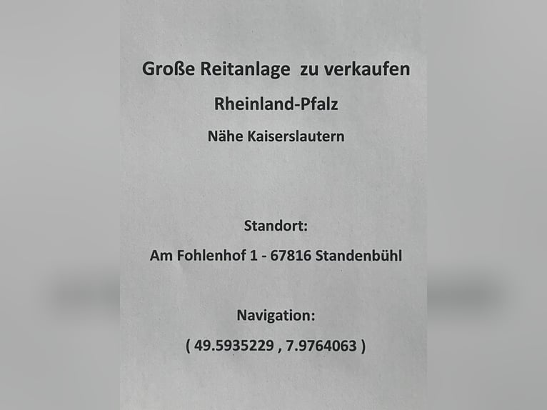 Große Reitanlage zu verkaufen - Rheinland-Pfalz - Nähe Kaiserslautern 