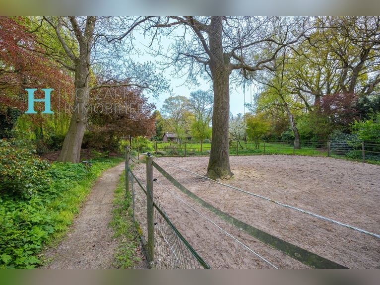 Idyllisch rieten dak geluk aan de rand van Hamburg met paardenweiden en boxen